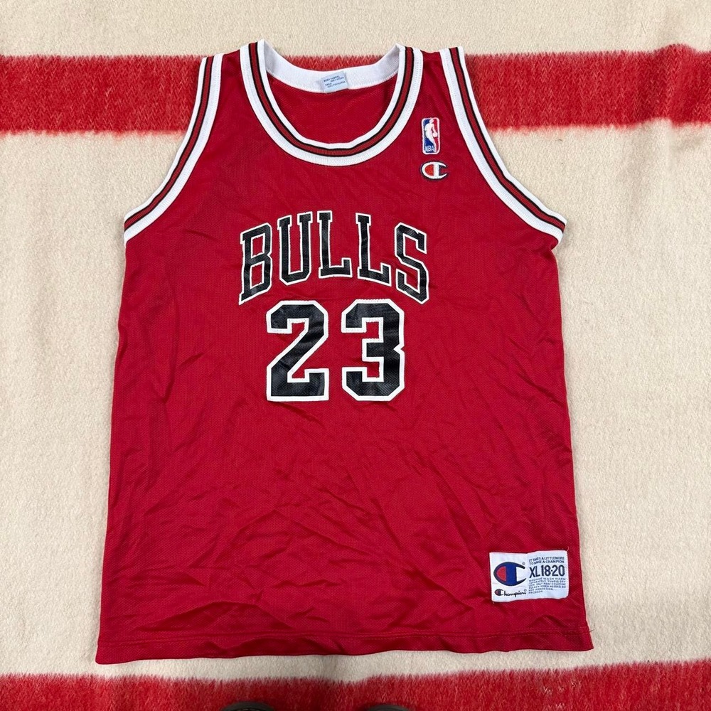 Vintage 90s Chicago Bulls Michael Jordan Champion Jersey Red XL 18-20 NBA